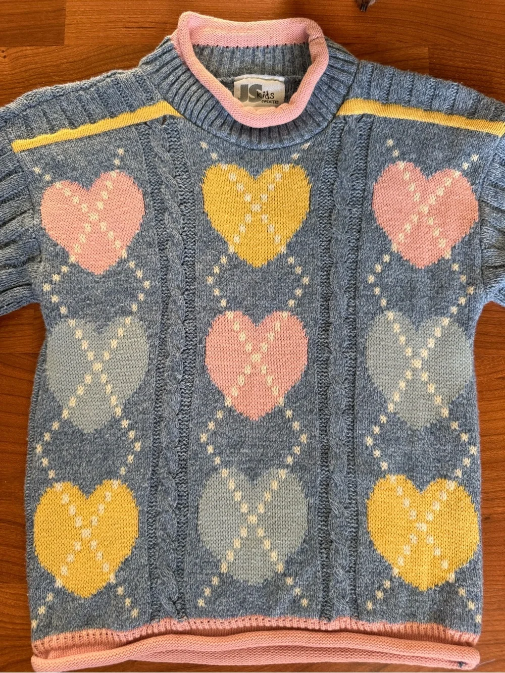JS Kids Pastel Heart Knit Sweater